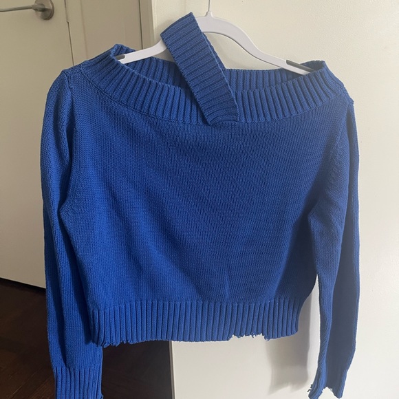RtA Royal Blue Off-Shoulder Sweater - Picture 1 of 2